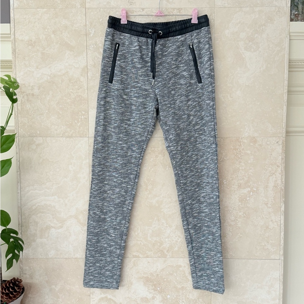 Ambiance Gray Jogger Pants Women's Small Faux Leather Trim